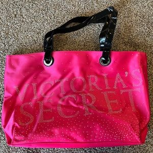 Neon pink Victoria’s Secret tote bag